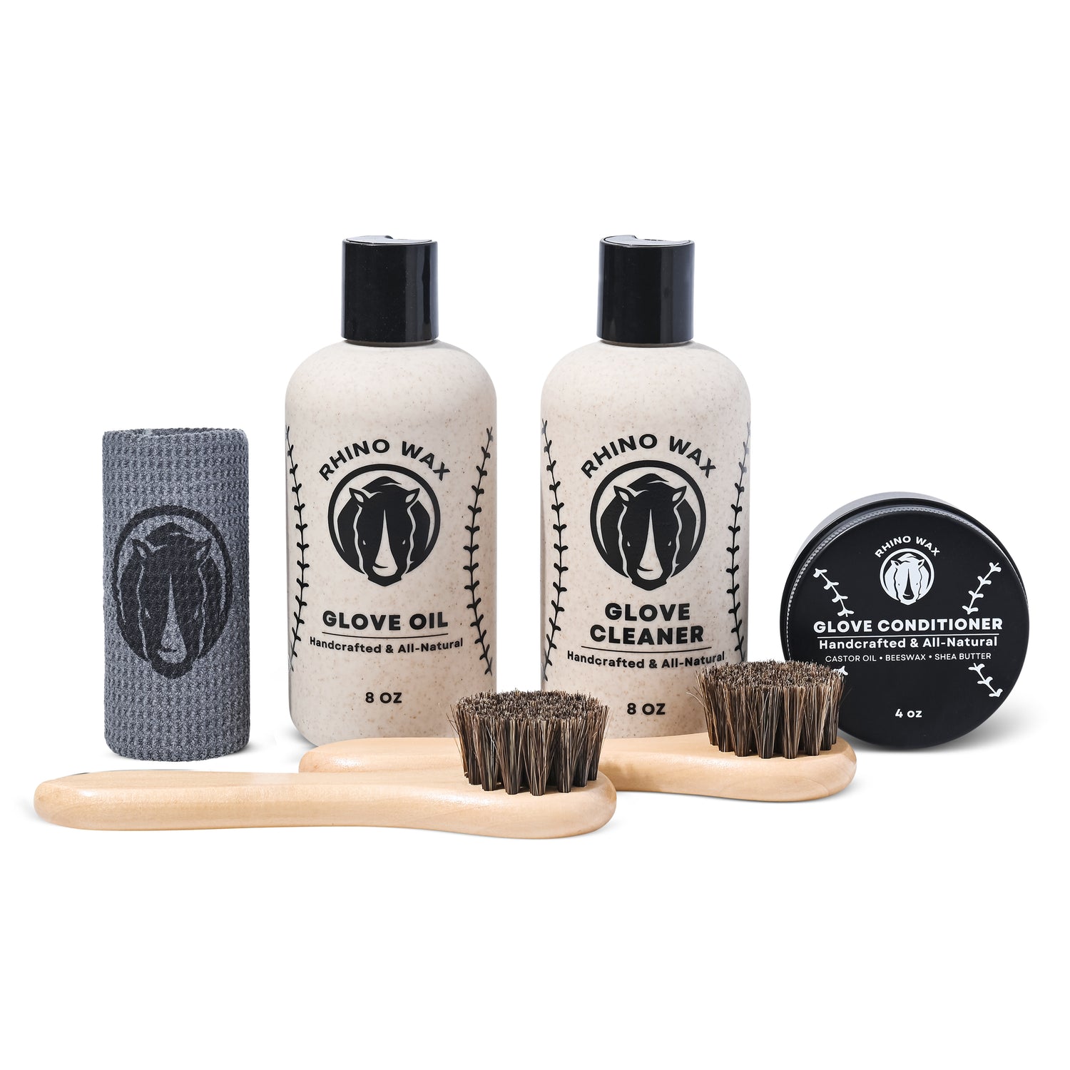 Rhino Wax Baseballhandschuh Reinigungsset – Tiefenreinigung + Sanfte Pflege, Mit 2 Bürsten & Mikrofaser-Tüchern, Natürlich Rhino Wax Baseballhandschuh Reinigungsset – Tiefenreinigung + Sanfte Pflege, Mit 2 Bürsten & Mikrofaser-Tüchern, Natürlich