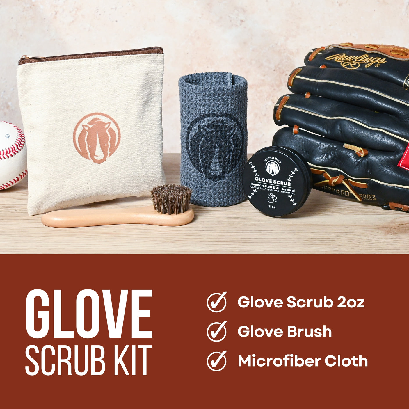 Baseball Glove Scrub Kit (3 pieces)