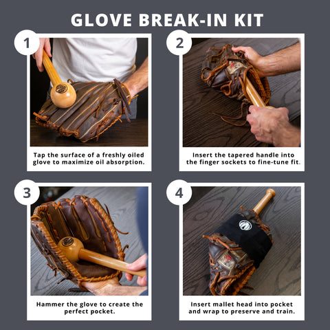 Baseball Glove Basic Break In Kit - Baseball Mallet and Glove Wrap